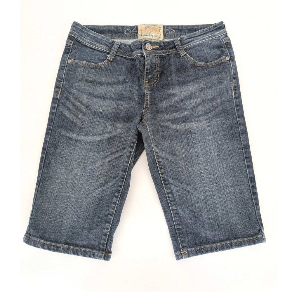 American Rag 90s Y2K Denim Bermuda Shorts Womens 7 Blue Flap Pocket Jorts Skater